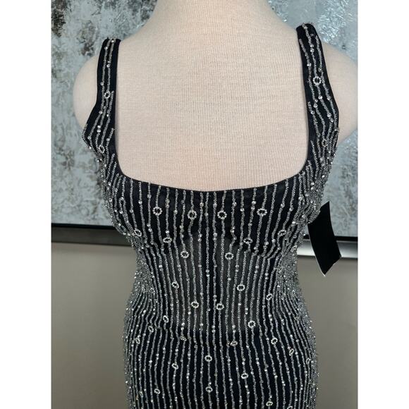 Retrofete Spencer Crystal Beaded Embellished Black and Silver Mini Dress Size M - Picture 6 of 12